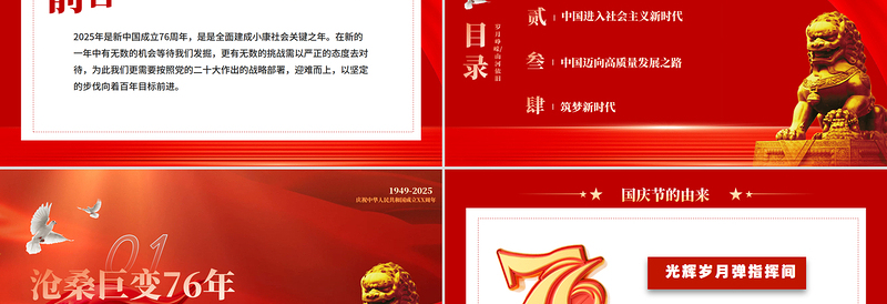 大气精美2025中国人民共和国成立76周年盛世华诞喜迎国庆课件