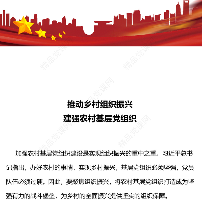 推动乡村组织振兴建强农村基层党组织PPT大气简洁基层党组织建设党课(讲稿)