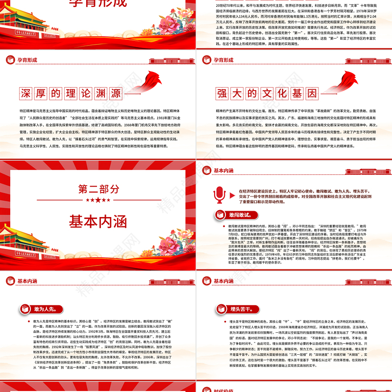 赓续弘扬特区精神勇当新时代拓荒牛PPT精美党建风科学概括了特区精神的深刻内涵专题党课课件模板