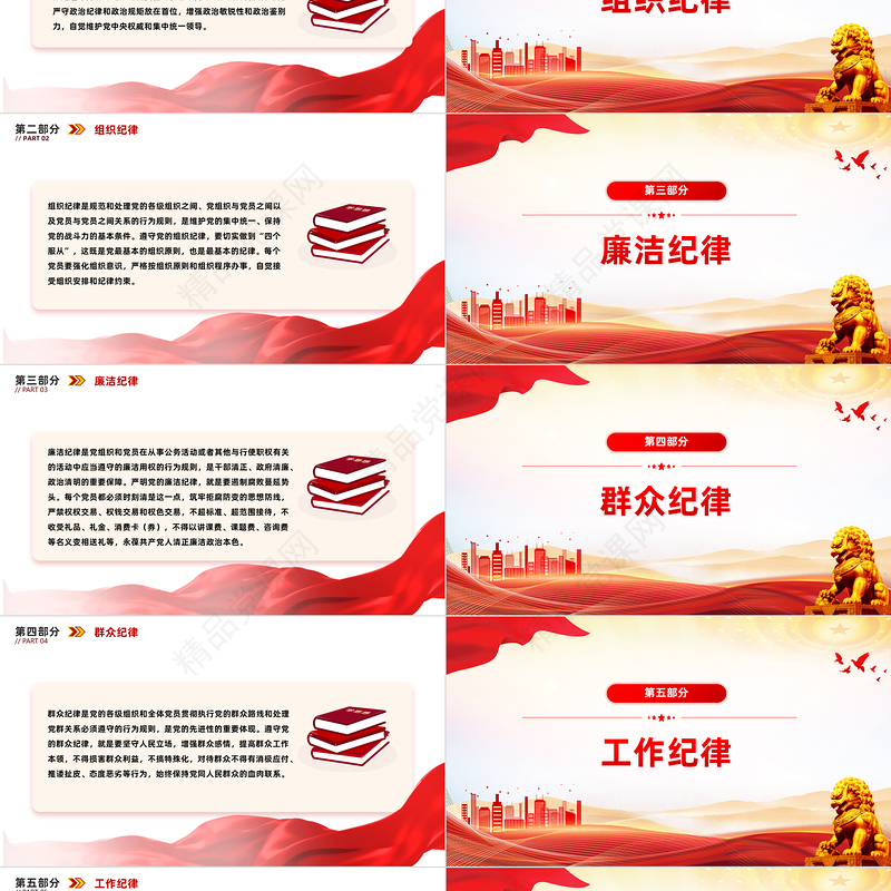 2024关于新修订的《中国共产党纪律处分条例》PPT红色大气党的六大纪律党课课件