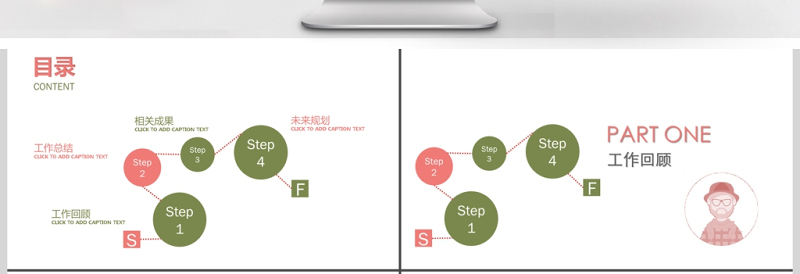 简约头像流程工作总结汇报PPT模板