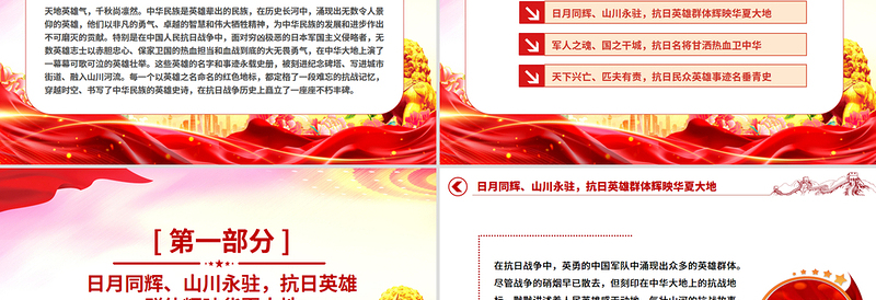 党政风重温抗日英雄故事PPT纪念抗日战争胜利80周年党课课件