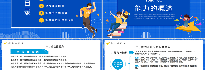 心理学课件之能力PPT蓝色精美卡通心理学教育课件之能力模板课件