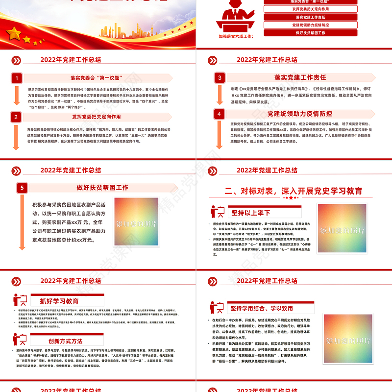 党建工作总结及2023年工作计划PPT党政风优质国有企业党支部开展工作制定计划专题党建党课课件
