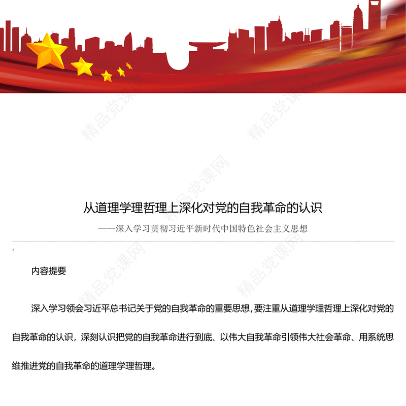 2024极简风从道理学理哲理上深化对党的自我革命的认识ppt主题党课课件(讲稿)