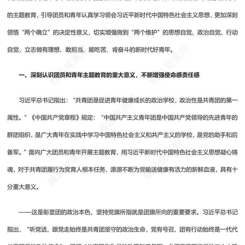 2023用习近平新时代中国特色社会主义思想凝心铸魂ppt党政风极简风深入开展面向广大团员和青年的主题教育团委团组织党员干部培训党课课件(讲稿)