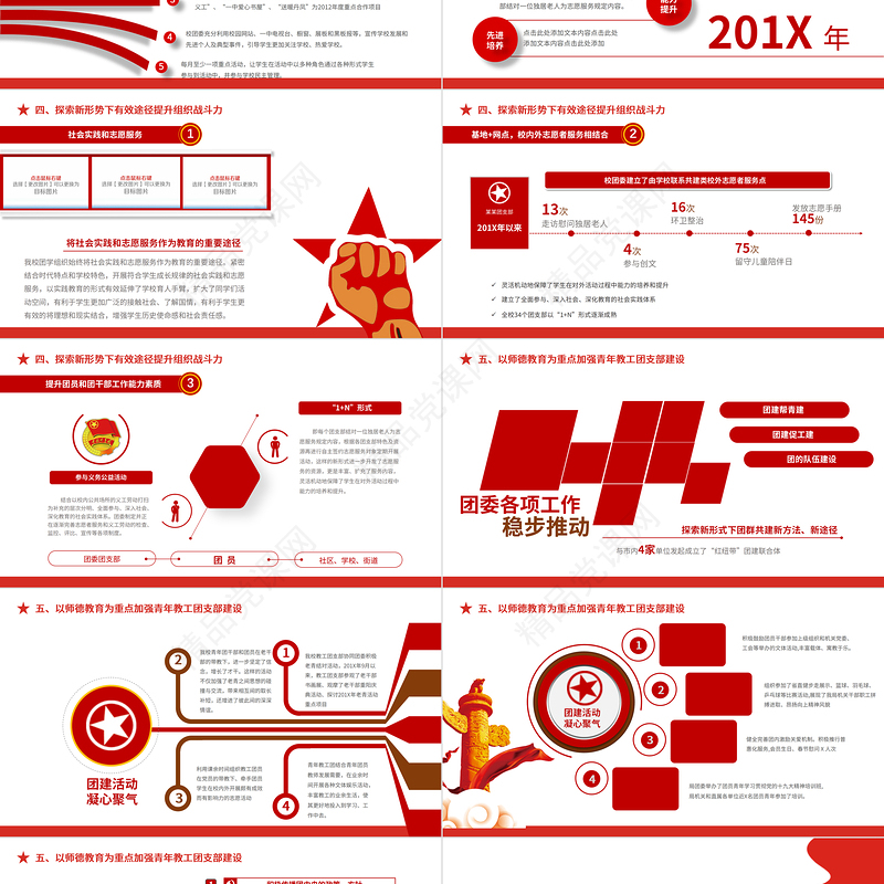 团支部工作计划PPT简约创意团委团支书年度工作总结新年工作计划模板下载