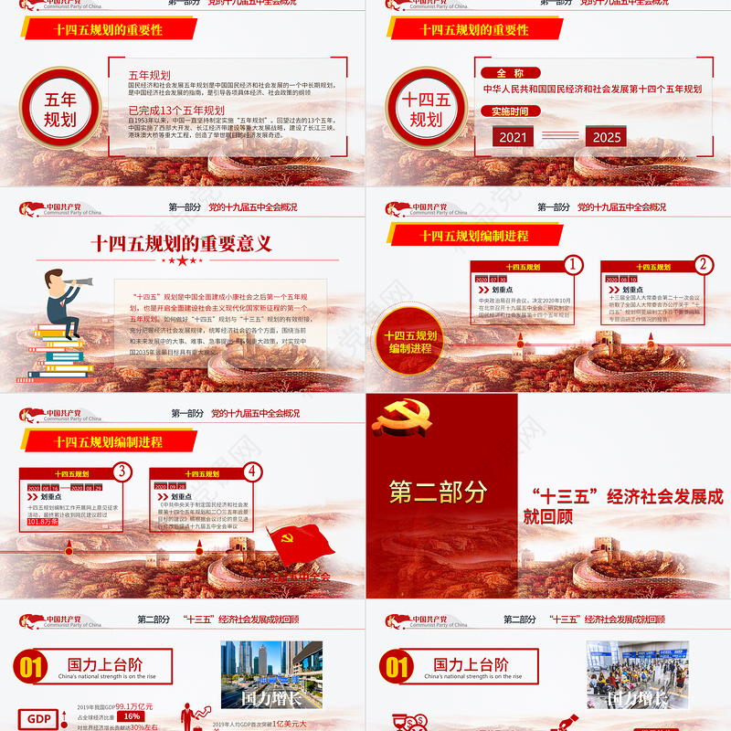 聚焦十九届五中全会精神解读PPT模板