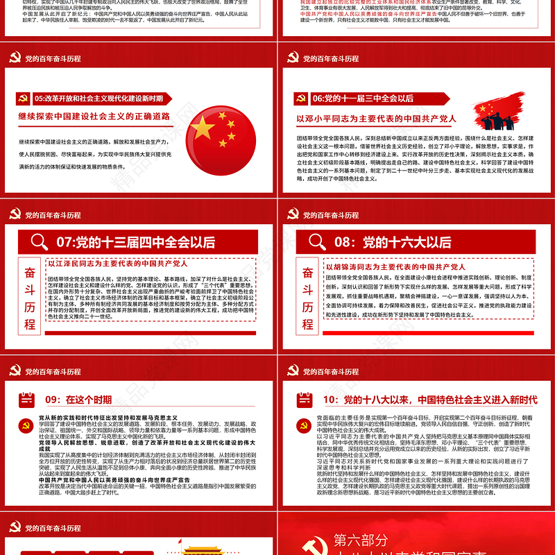 十九届六中全会精神PPT深入贯彻党的百年奋斗的伟大成就历史经验重要党课课件模板