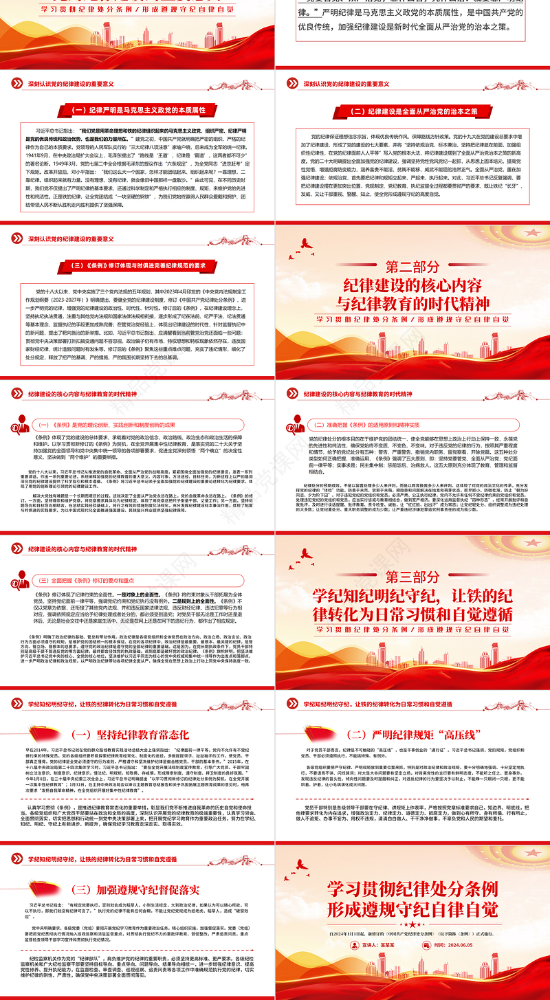 大气精美年学习贯彻纪律处分条例形成遵规守纪自律自觉PPT课件