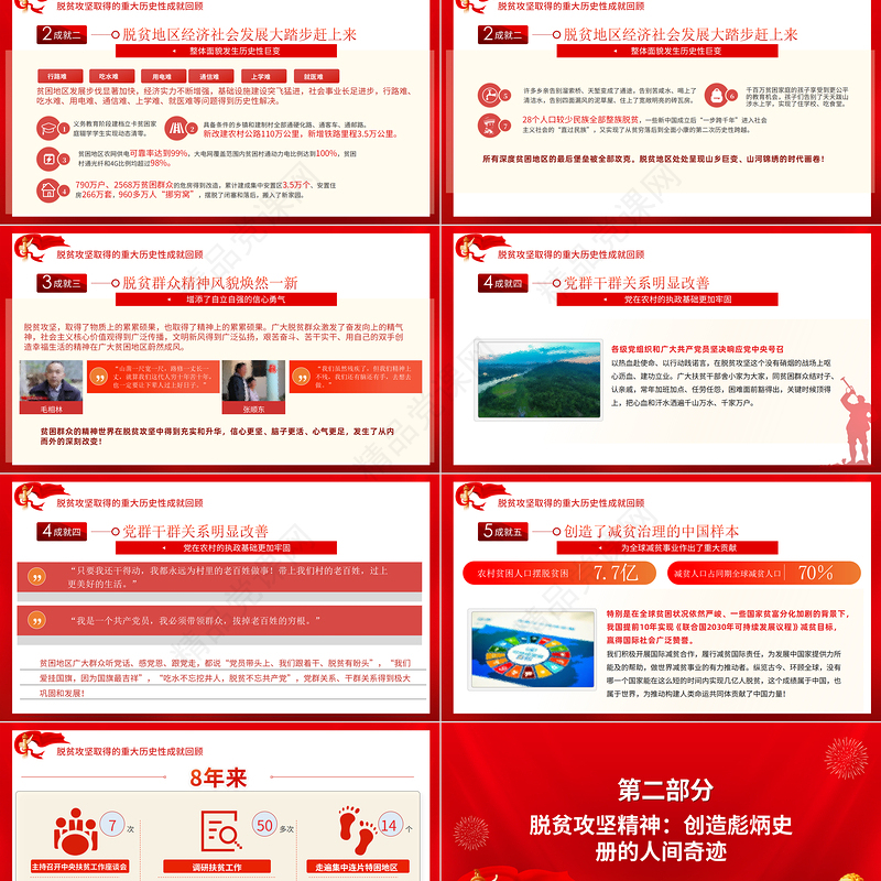 中国精神谱系之脱贫攻坚精神PPT红色党政风大力弘扬脱贫攻坚精神精准务实开拓创新攻坚克难党课课件