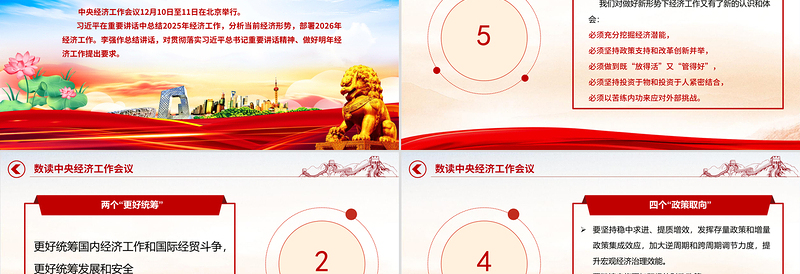 简洁时尚数读中央经济工作会议要点内容PPT课件下载
