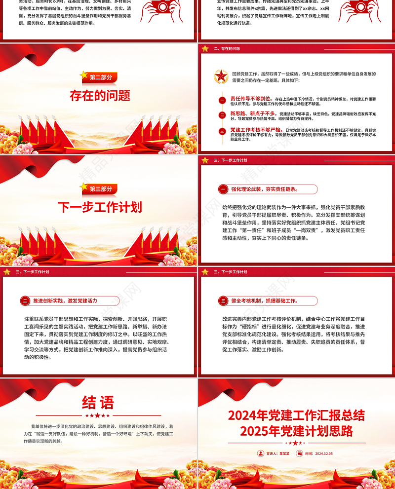 精品基层党建工作总结汇报及下一年党建计划PPT模板