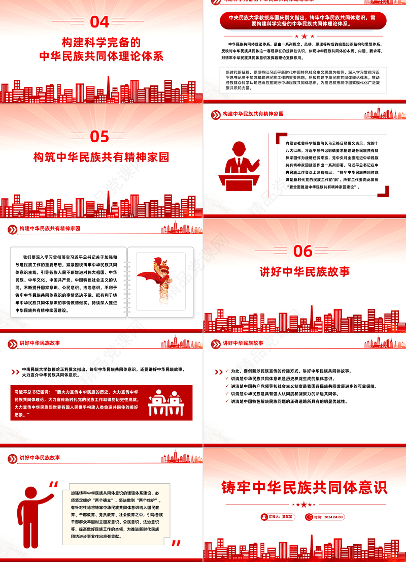 2024铸牢中华民族共同体意识PPT党建风党的民族工作微党课