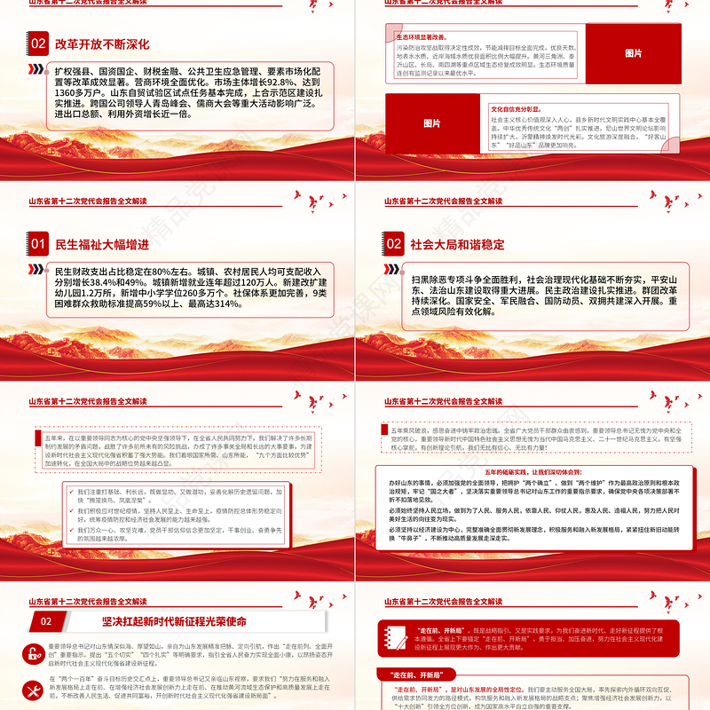 党政风党建风中国共产党山东省第十二次代表大会专题党课PPT模板