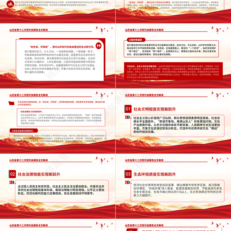 党政风党建风中国共产党山东省第十二次代表大会专题党课PPT模板