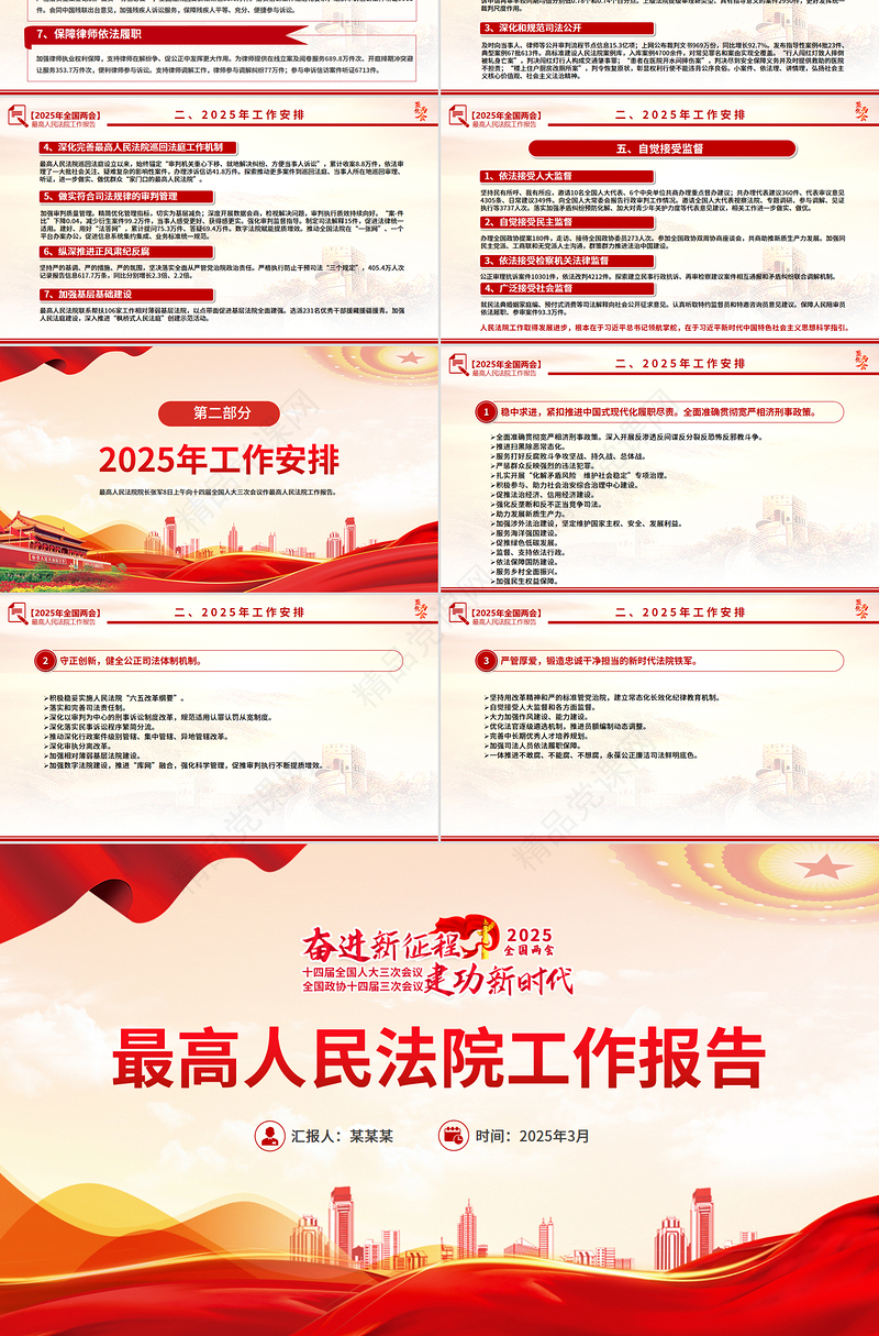 最高人民法院工作报告PPT精美大气学习2025全国两会精神党课