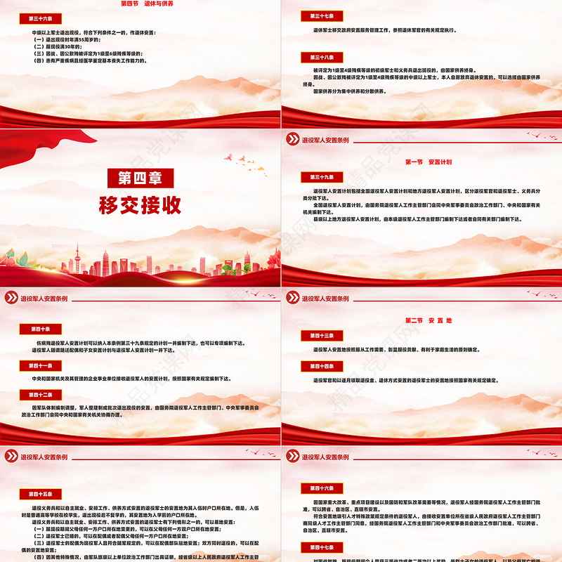 2024《退役军人安置条例》ppt红色精美法律法规课件