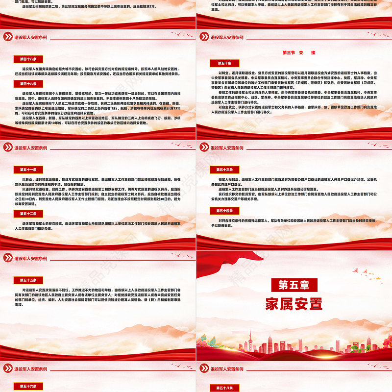 2024《退役军人安置条例》ppt红色精美法律法规课件