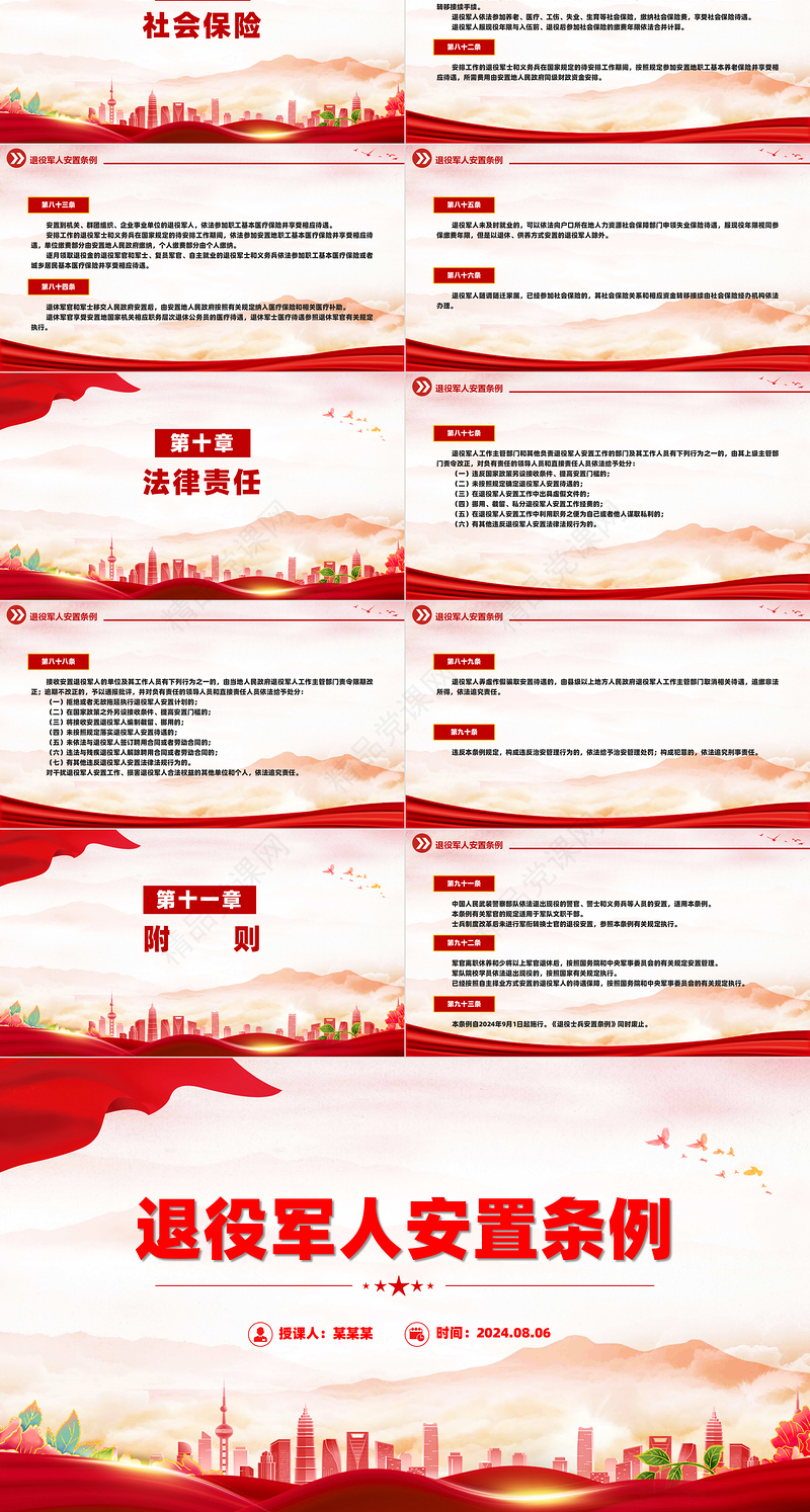 2024《退役军人安置条例》ppt红色精美法律法规课件
