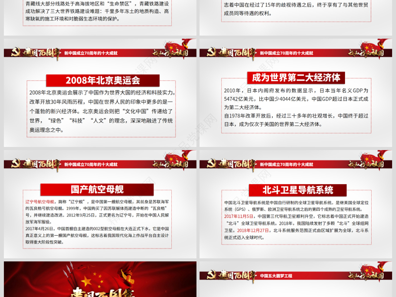 原创2019国庆庆祝建国70周年光辉历程爱国教育PPT模板我和我的祖国主题课件-含讲稿