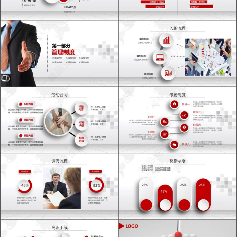 红色大气企业新员工入职培训PPT模板