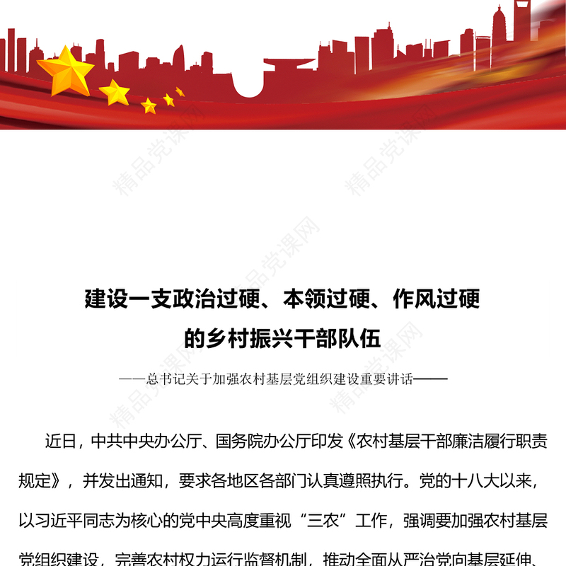 2025建设一支政治过硬本领过硬作风过硬的乡村振兴干部队伍PPT党课课件(讲稿)