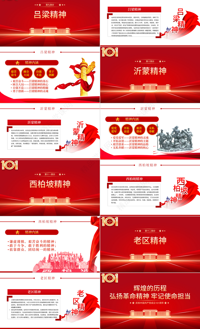 弘扬革命精神牢记使命担当PPT红色党政风七一建党节庆祝中国共产党成立101周年专题党史学习教育党课课件模板