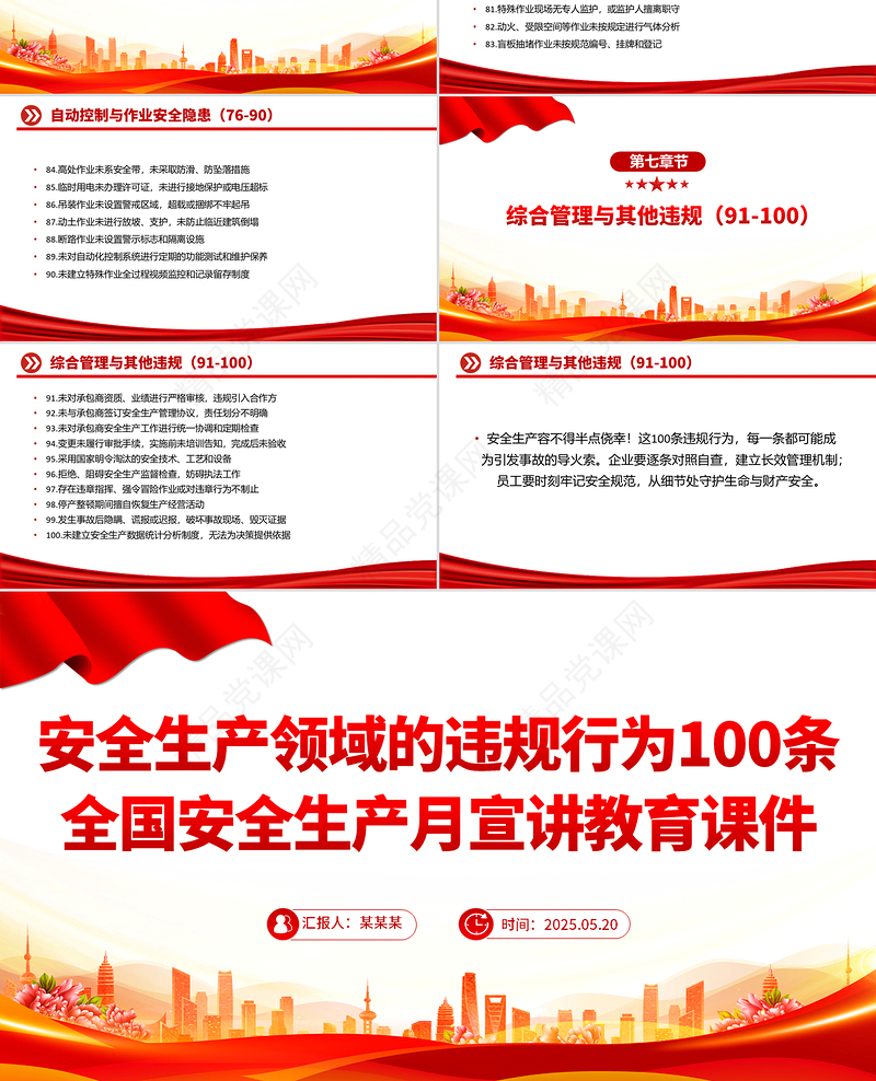 2025安全生产月PPT安全生产领域的违规行为100条课件下载