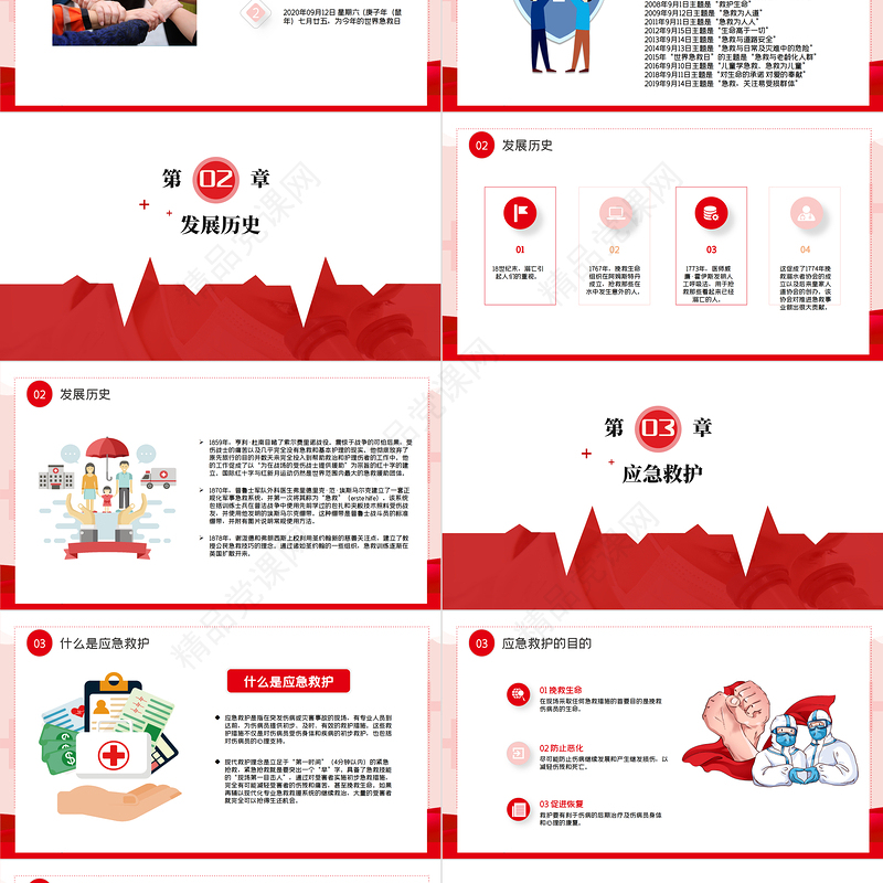 世界急救日主题PPT简约清新急救日专用PPT