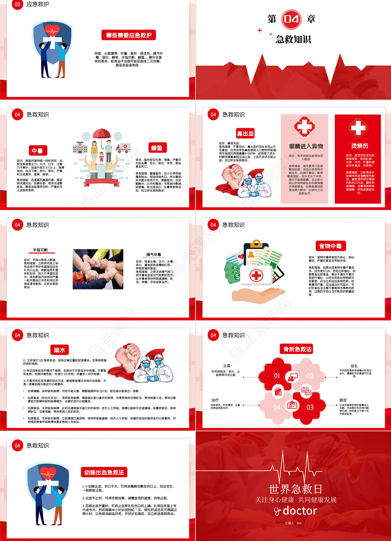 世界急救日主题PPT简约清新急救日专用PPT