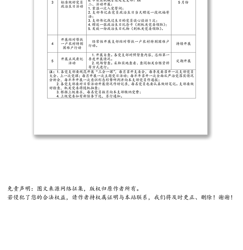 年5月党建工作目标任务清单