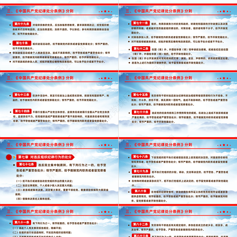 2024《中国共产党纪律处分条例》解读PPT红色华美全面加强党的纪律建设党课