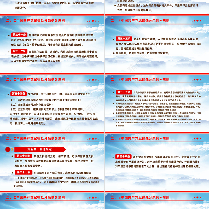 2024《中国共产党纪律处分条例》解读PPT红色华美全面加强党的纪律建设党课