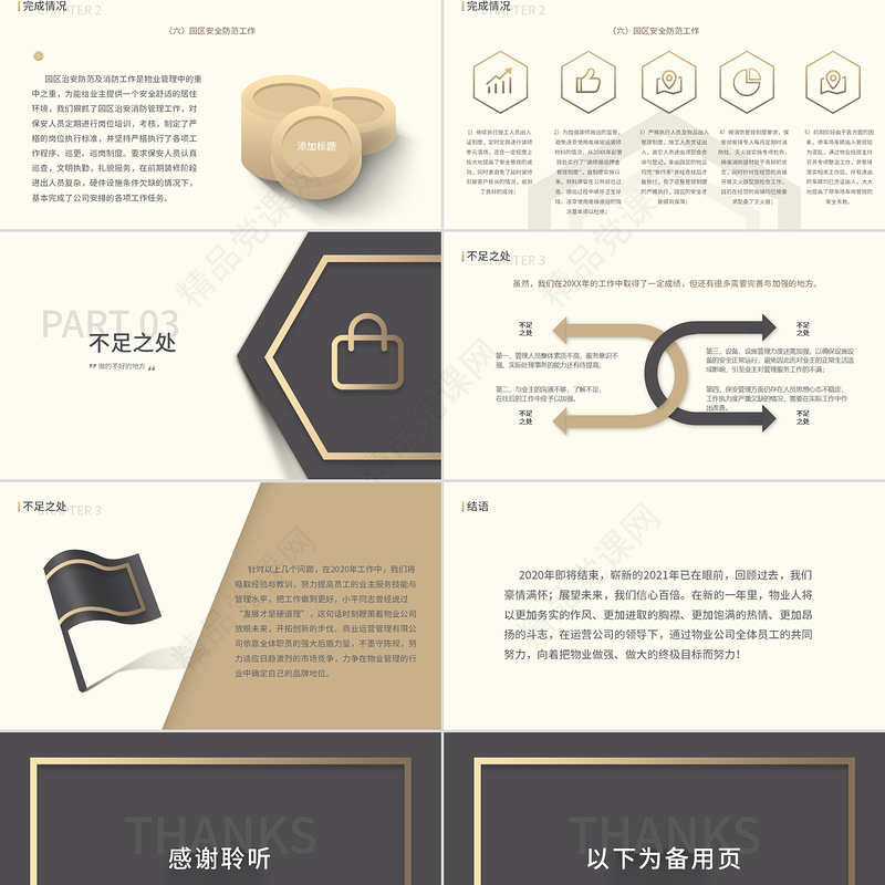 【含内容及范文3篇】低调奢华风某某物业公司2020年终工作总结汇报PPT