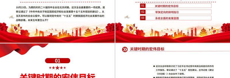 精美时尚未来五年怎么干PPT党的二十届四中全会擘画发展蓝图课件下载