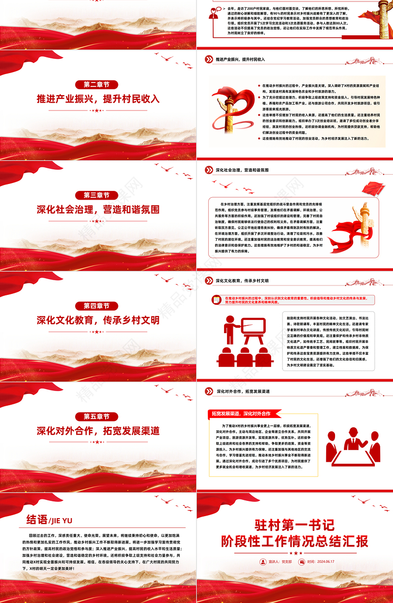 2024驻村第一书记阶段性工作情况总结汇报PPT模板下载