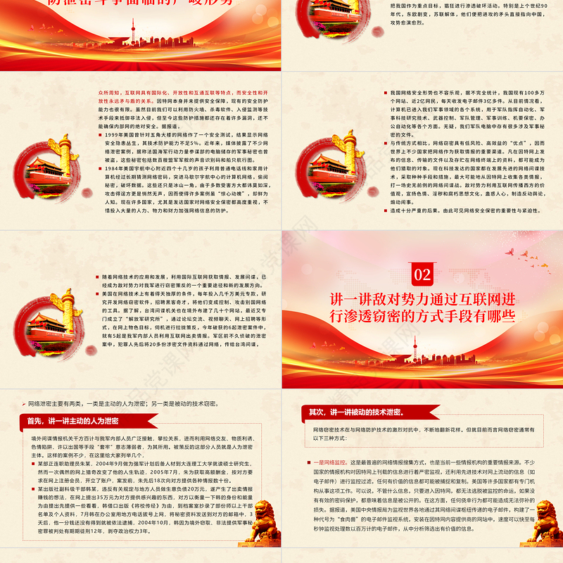 2023军营网络安全PPT认清严峻形势强化网络安全意识切实提高涉网防间保密能力主题党日活动课件