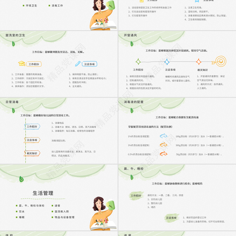 原创幼儿园保育员工作培训岗前培训PPT模板