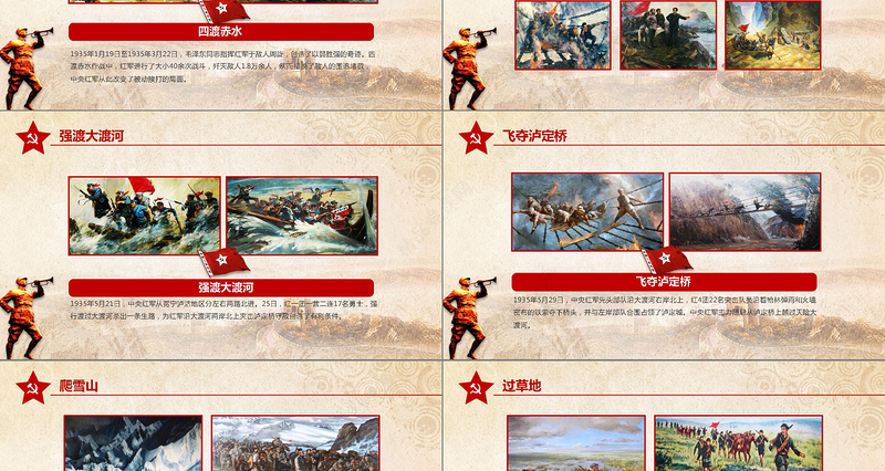 学习红军长征PPT模板80周年纪念
