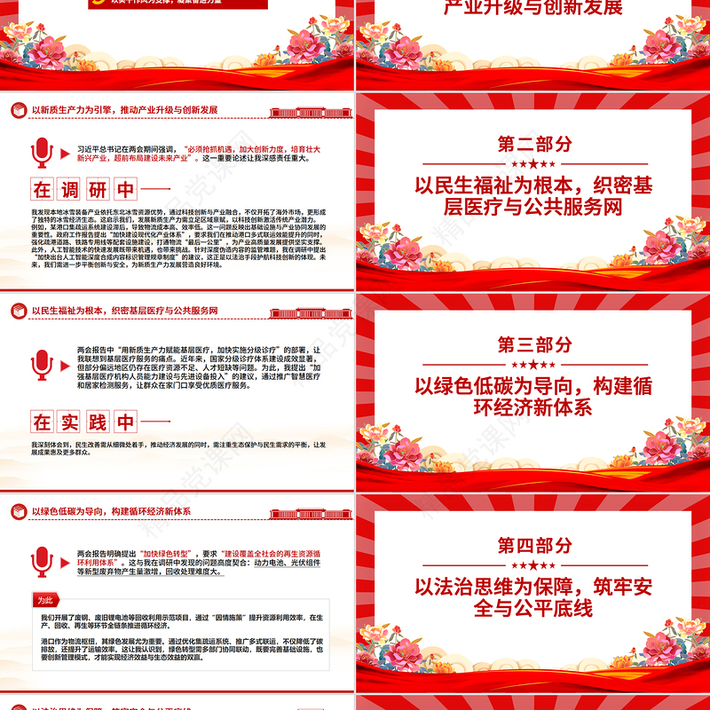 精美大气深学细悟两会精神实干担当时代使命PPT两会精神学习心得体会