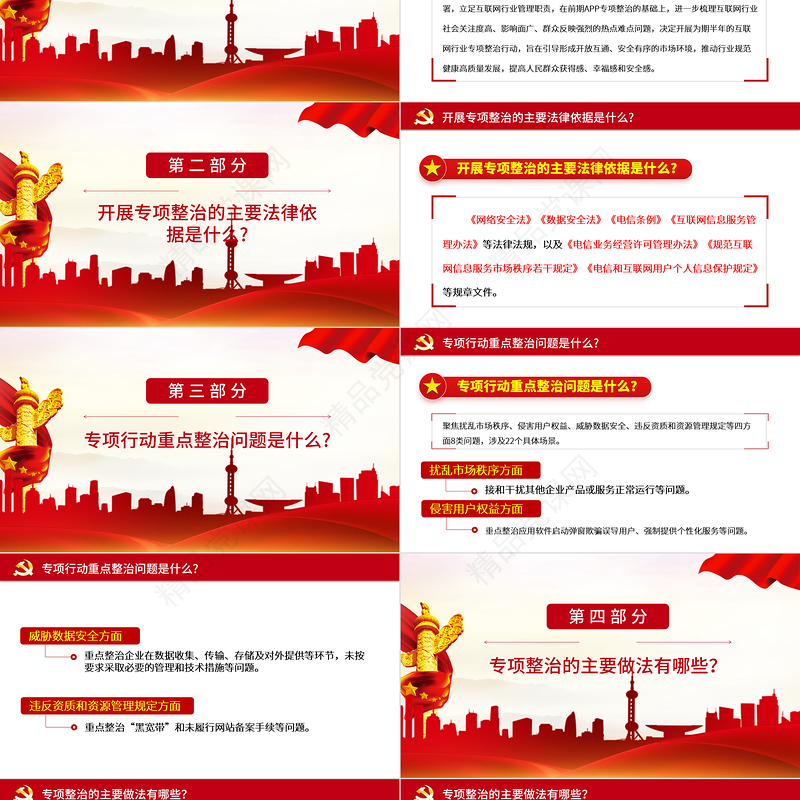 互联网行业专项整治行动红色中国风党政PPT模板