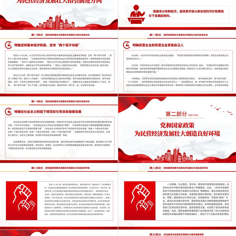 民营经济PPT大气党建风提振民营经济发展信心促进民营经济做大做优做强专题课件