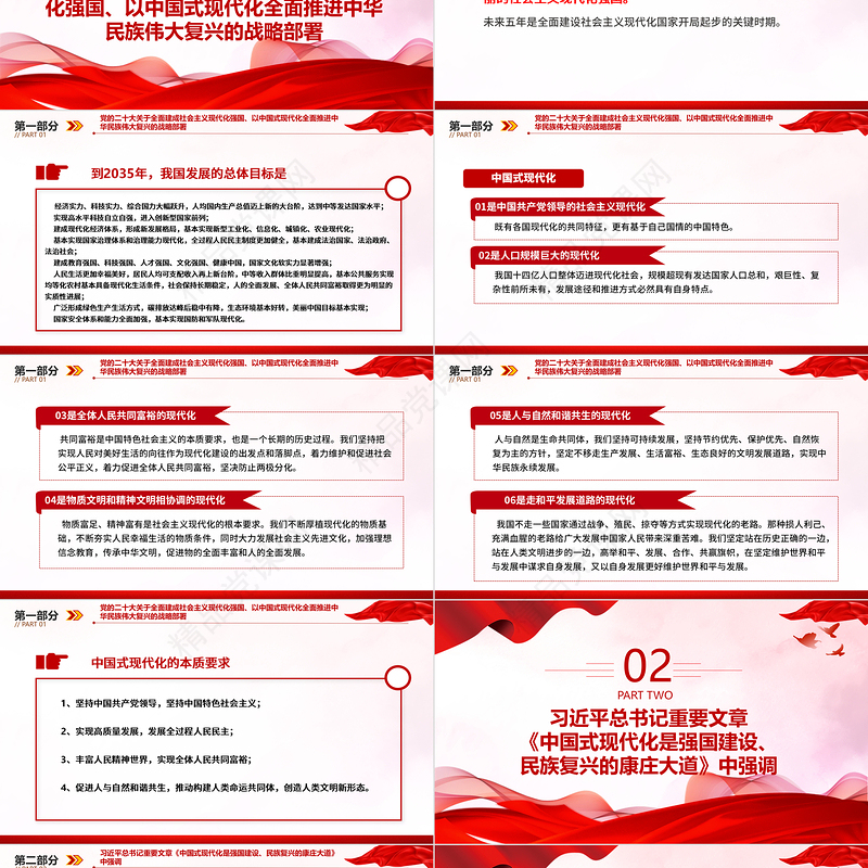 党政风经典强国复兴PPT简约风团员和青年主题教育4+1专题理论学习团课下载