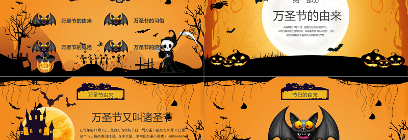 卡通创意风疯狂万圣节介绍PPT模板