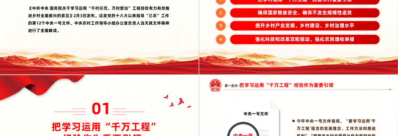 中央一号文件要点解读PPT关于学习运用千村示范万村整治工程经验有力有效推进乡村全面振兴的意见党课下载