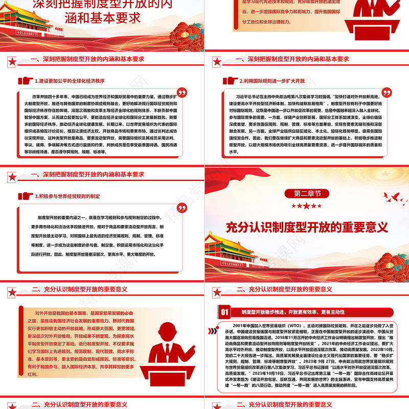 推进制度型开放发展高质量经济ppt红色党政风深刻把握习近平新时代经济发展思想专题党课教育课件