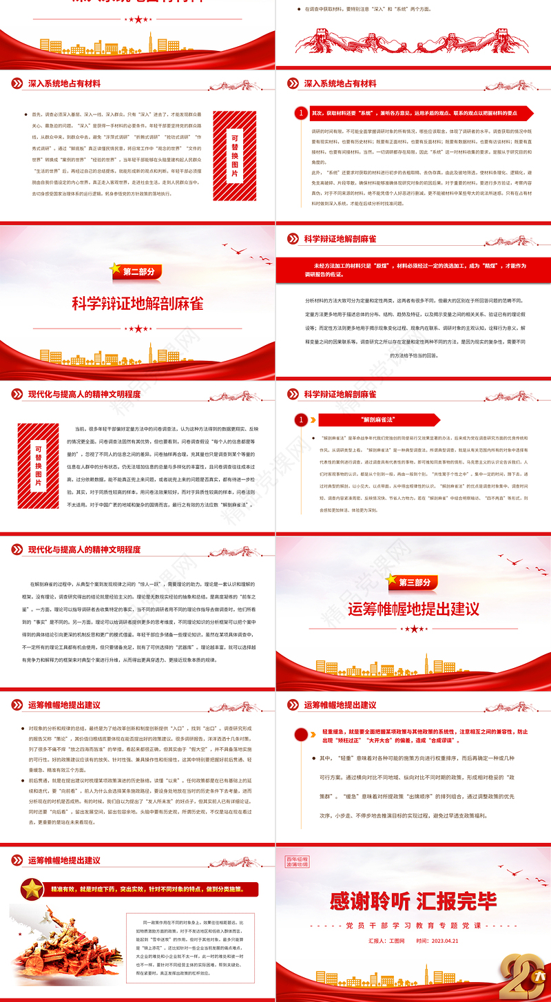 2023年轻干部怎样做好调查研究PPT精品风党员干部学习教育专题党课课件