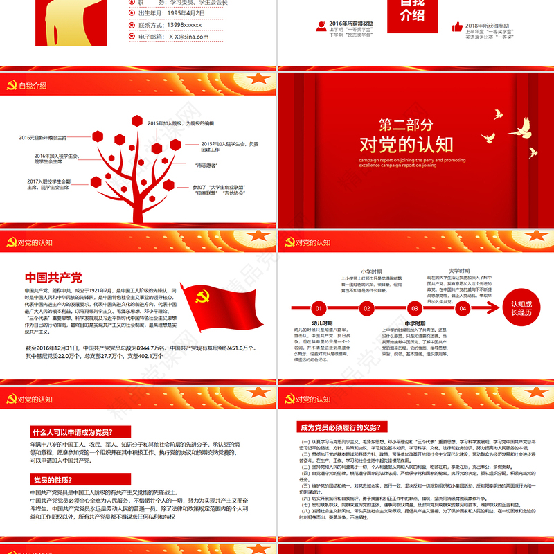 红色大气党在我心中入党推优竞选报告动态PPT