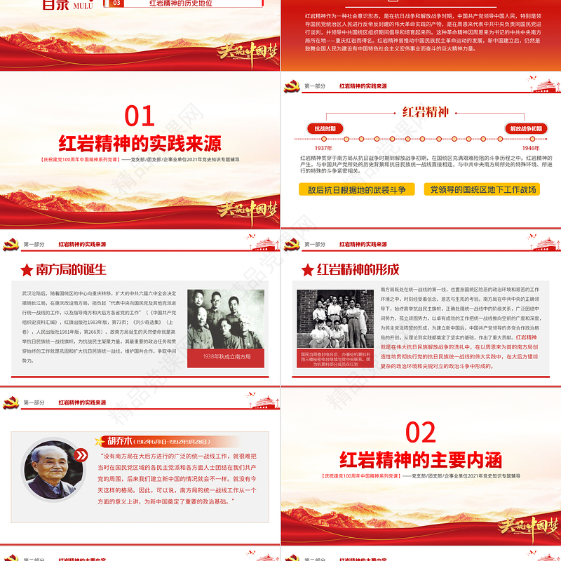 弘扬红岩精神PPT建党100周年中国精神谱系坚定理想信念养成浩然正气传承红岩精神凝聚复兴伟力党课课件